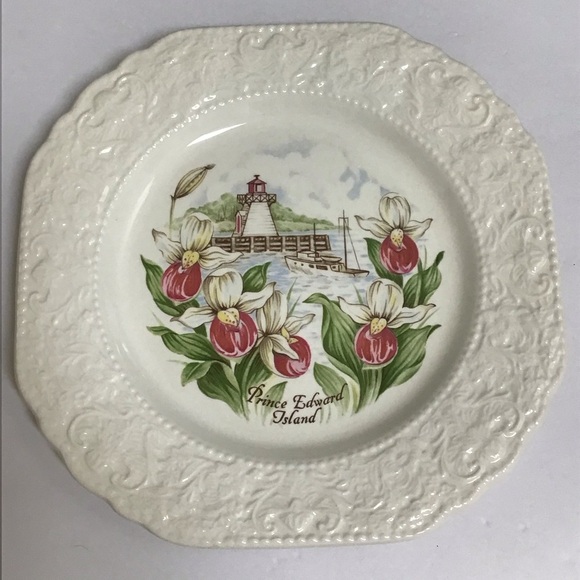 Prince Edward Island Bone China Plate Lady’s Slipper Orchids England Vintage PEI - Picture 8 of 8